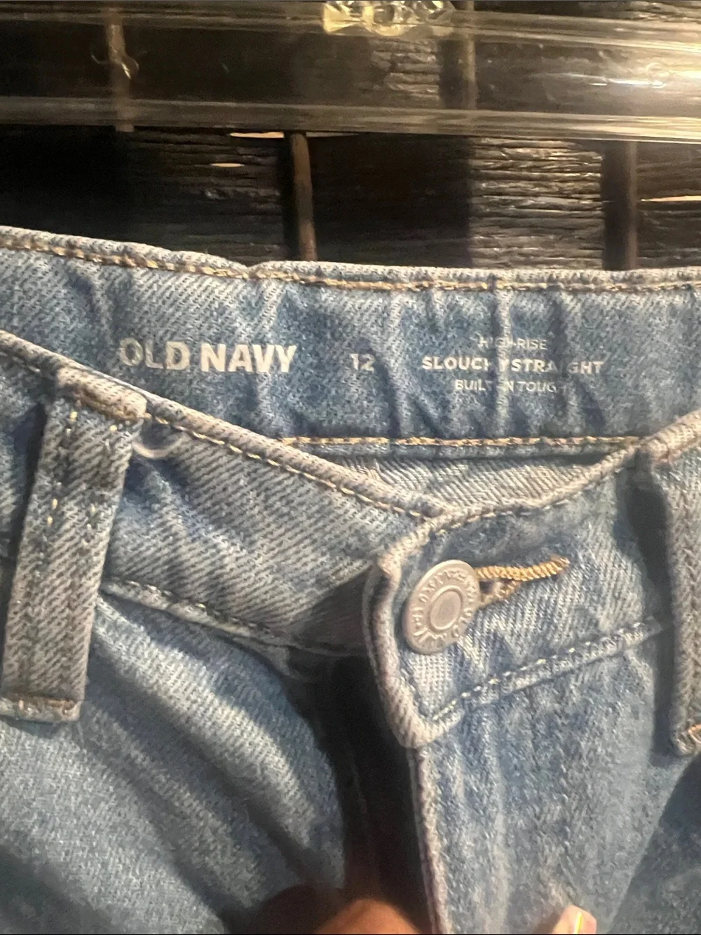 Old Navy Light Blue slouchy straight Distressed Jeans youth girls size 12